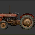 Vintage Red Tractor As Garden Ornament With Rustic Charm And Classic Design