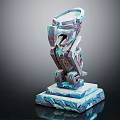 Artistic Sculpture Carving With Ice Blue White Geometric Design And Layered Square Base