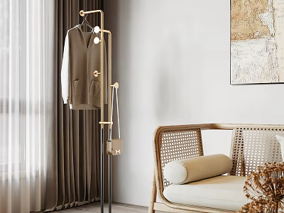 Modern Coat Rack In Contemporary Living Room 3d model
