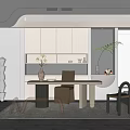 Modern Study Desk and Chair Combination Study Floor Lamp Study Decoration Computer Creative Study Bookcase Combination Study Decoration 3d model