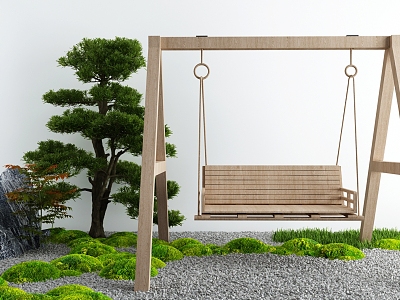 Modern swing chair courtyard landscape sketch model