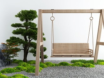 Modern swing chair courtyard landscape sketch 3d model