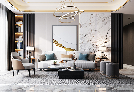 Light Luxury Living Room 3d model