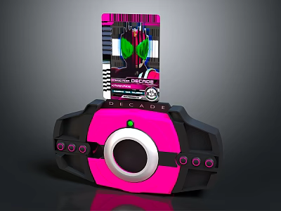 Vibrant Pink And Black Electronic Device With Round Core And Inserted Colorful Card 3d model