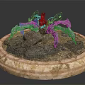 Detailed Character Riding Mechanical Spider Creature Model With Rock Display Base 3d model