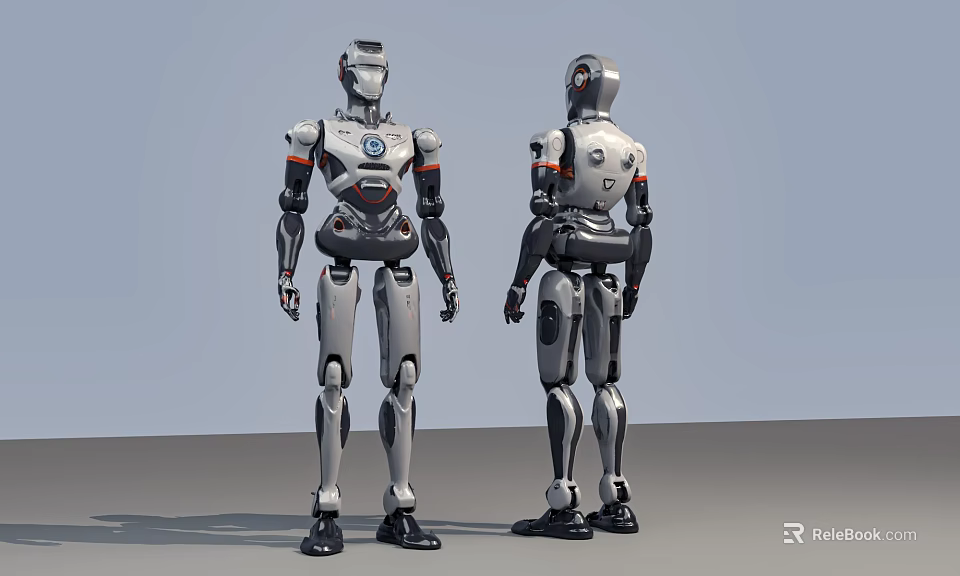 Intelligent Machine Smart Robot 3D Model With Silver Black Design Front And Back View 3d model 