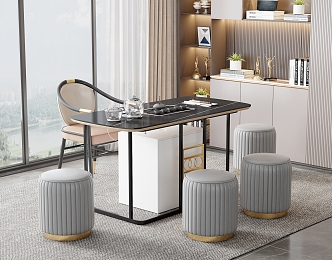 Modern Marble Tea Table and Chair Combination Tea Room Marble Tea Table Tea Table Rock Board Tea Brew Table Tea Area Tea Tray Tea 3d model