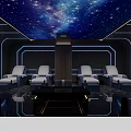 Modern SPA Sauna Room With Starry Sky Ceiling Blue Lighting And White Lounge Chairs