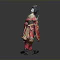 Traditional Japanese Geisha Kimono Costume With Colorful Patterns And Elegant Design