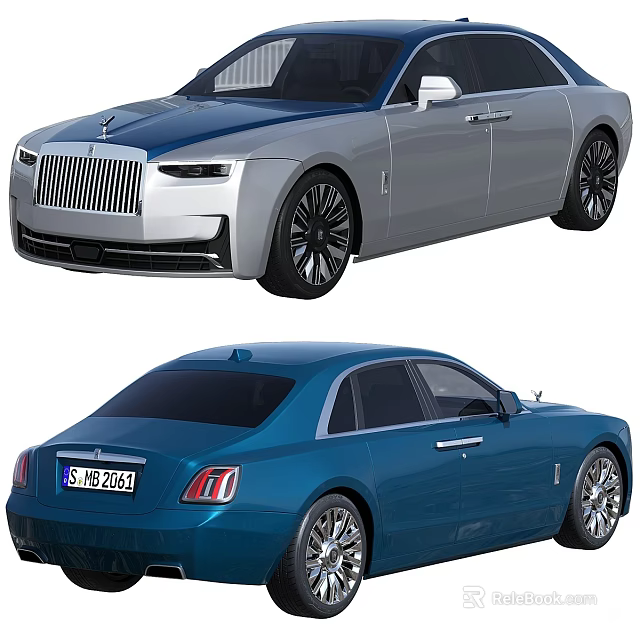 Blue Luxury Sedan Featuring Chrome Grille LED Headlights And Alloy Wheels Design 3d model 