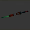 Futuristic Mechanical Sword With Green Glowing Blade Red Gray Body And Advanced Tech Components