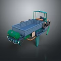 Industrial Mechanical Equipment Featuring Blue Cargo Platform Green Structure Driver's Cabin And Wheels