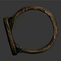Ancient Metal Sculpture With Carved Circular Design And Ring Handle Cross Patterns