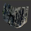 3D Rock Cliff Model With Textured Surface Steep Edges Detailed Crevices And Scattered Greenery