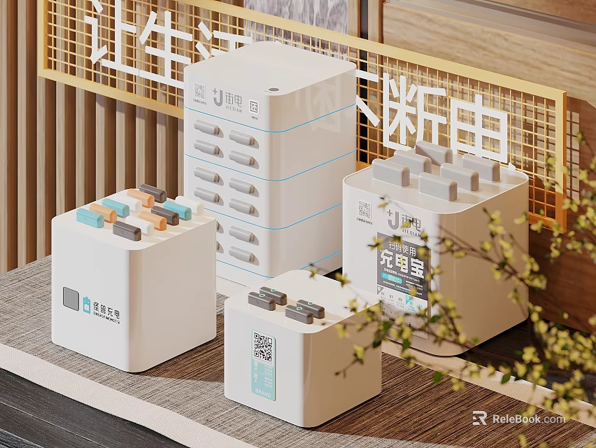 Public Facility Smart Storage Lockers With White Design And Multiple Organized Units 3d model 
