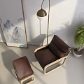 Modern Single Sofa Leather Casual Sofa Combination 3d model