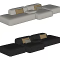 Modern Modular Sectional Sofa With Light Dark Gray Upholstery And Decorative Pillows 3d model