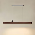 Modern Minimalist Hanging Chandelier With Wooden Linear Design And Metal Accents