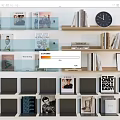 Wall Cabinets and Shelf Units for Modern Home Storage with Books Decorative Items and Clock