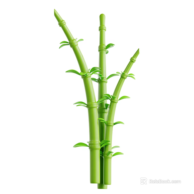 Lush Green Bamboo Stems With Fresh Leaves Showing Healthy Natural Growth 3d model 