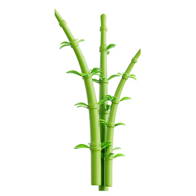 Lush Green Bamboo Stems With Fresh Leaves Showing Healthy Natural Growth 3d model