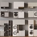 Various Modern Balcony Cabinets Designs With Washing Machine And Storage Space 3d model