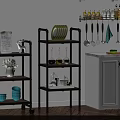 Multi Tier Rolling Kitchen Storage Shelf With Dishes Vases And Decor Items 3d model