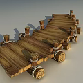 Ancient Architecture Wooden Pathway with Planks and Posts Bound by Ropes