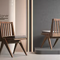 Wooden Dining Chairs with Slat Back Design and Gray Cushions in Modern Style