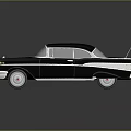 Classic Black And White Vintage Car With Retro Design Chrome Accents And Shiny Finish