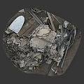 Modern Construction Debris Pile With Concrete Pieces And Metal Rebars