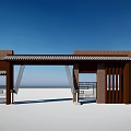 Modern Entrance Gate Design With Brick Structure Metal Railings And Canopy
