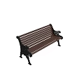 Classic Outdoor Bench With Wooden Slat Seat And Ornate Metal Armrests And Legs
