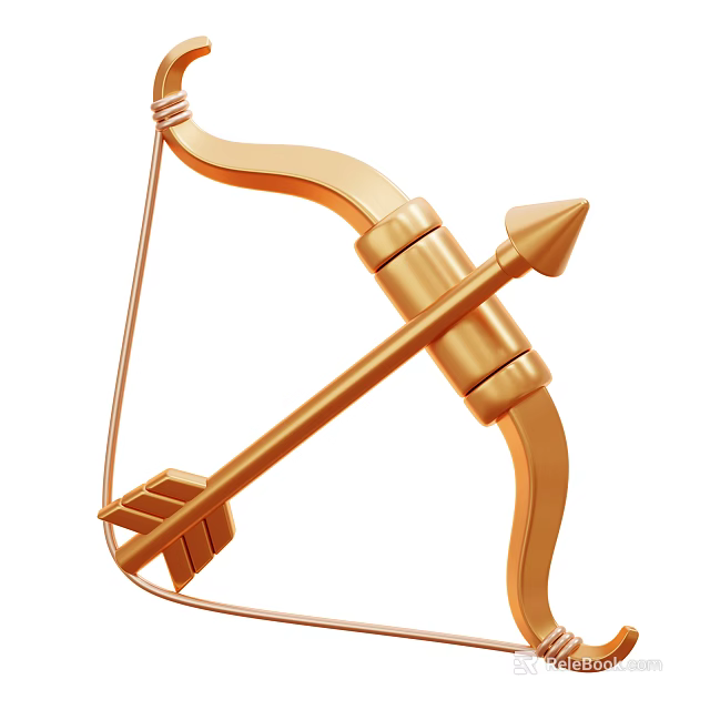 Golden Bow and Arrow Decorative Ornament Decor Set for Home Display Decoration 3d model 