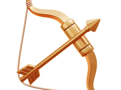 Golden Bow and Arrow Decorative Ornament Decor Set for Home Display Decoration 3d model