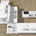 Stylish White Outdoor Sofa With Wooden Frame And Coffee Table On Sandy Ground