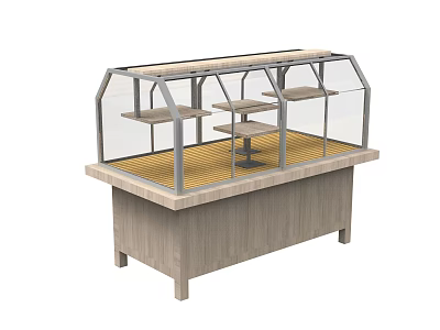 Modern Display Cabinet Shelf With Glass Cover Multiple Shelves And Wooden Base 3d model