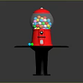Red Gumball Machine With Transparent Globe And Colorful Lights On Black Table