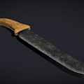 Vintage Kitchen Knife With Wooden Handle And Sharp Metal Blade On Dark Background