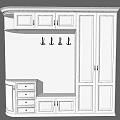 Functional Built in Wardrobe Design With Upper Cabinets Hanging Hooks and Lower Storage Drawers 3d model