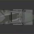 Green Armored Military Vehicle With Roof Mounted Equipment And Protective Grille
