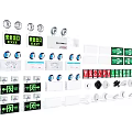 Essential Fire Safety Equipment Collection With Emergency Exit Signs Lights Alarms Detectors