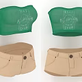 Stylish Green Crop Tops With Best Spring Ever Print And Beige Shorts With Button Detail