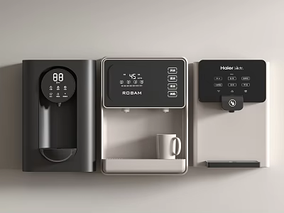 Modern Kitchen Appliances With Digital Displays And Cup 3d model