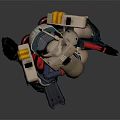 Detailed Mechanical Robot Character Featuring Brown Red Armor And Weapon In Standing Pose