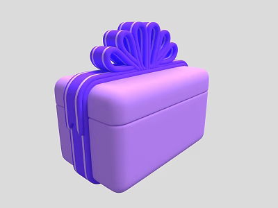 Stylish Purple Gift Box With Decorative Bow And Smooth Surface For Daily Use 3d model