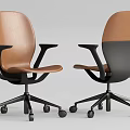 Modern Office Chairs Brown And Black With Armrests And Wheeled Base