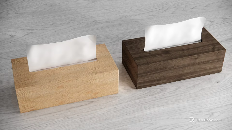 Wooden Tissue Boxes Two Different Colors Light And Dark For Home Daily Use 3d model 