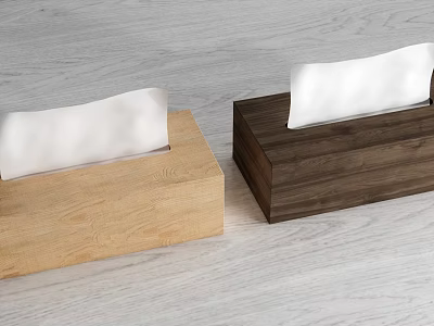 Wooden Tissue Boxes Two Different Colors Light And Dark For Home Daily Use 3d model