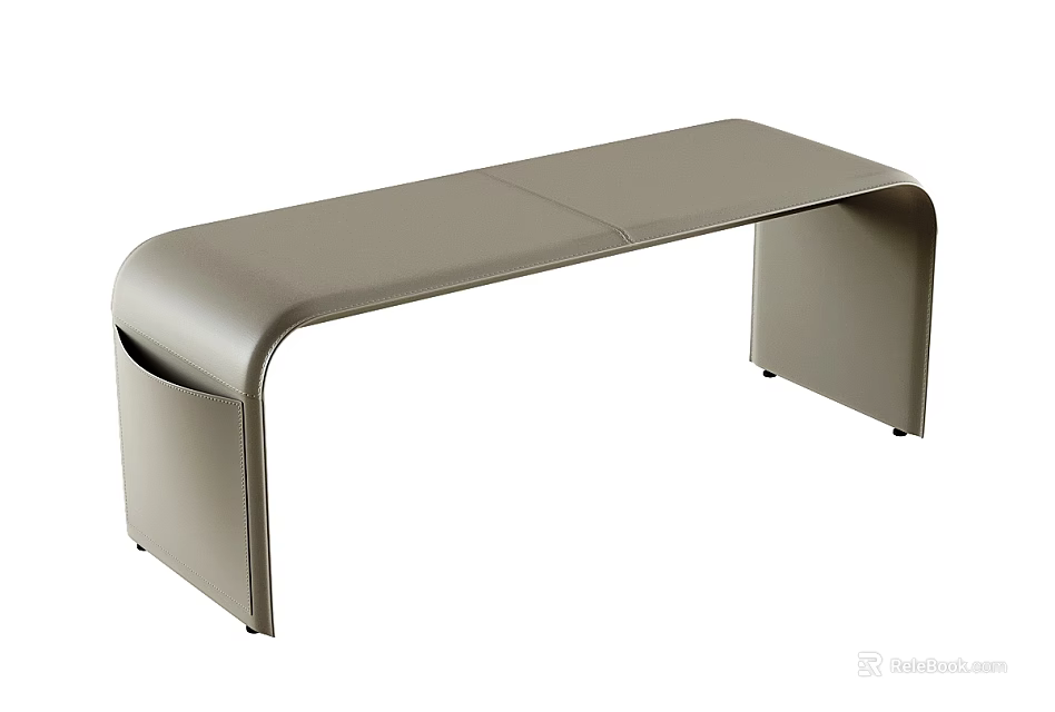 Contemporary Gray Stool With Smooth Surface And Curved Frame Design 3d model 